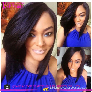 Natural straight Brazilian human hair short bob lace front wig short bob wigs for black women